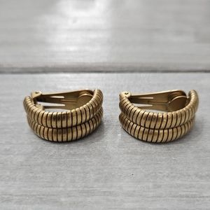 Vintage Christian Dior Matte Brushed Gold Clip On Earrings Signed